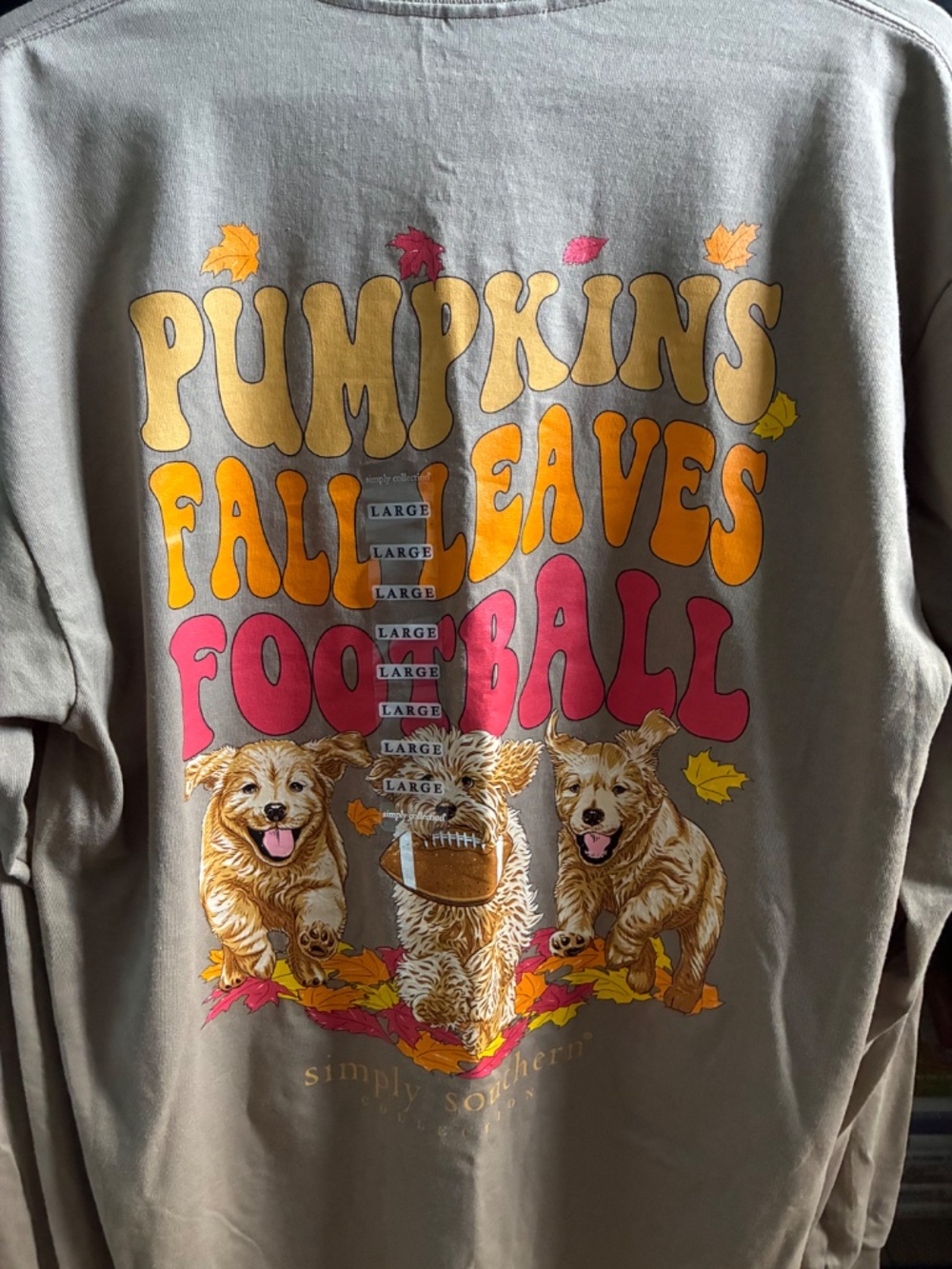 NWT Large Simply Southern Fall dogs tee shirt L/S - Picture 3 of 4